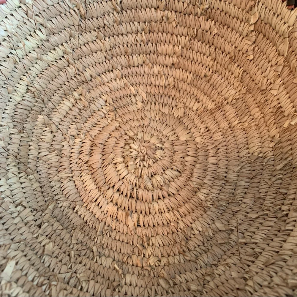 Vintage African Hausa Coiled Woven Grass Basket Bowl 11.5”